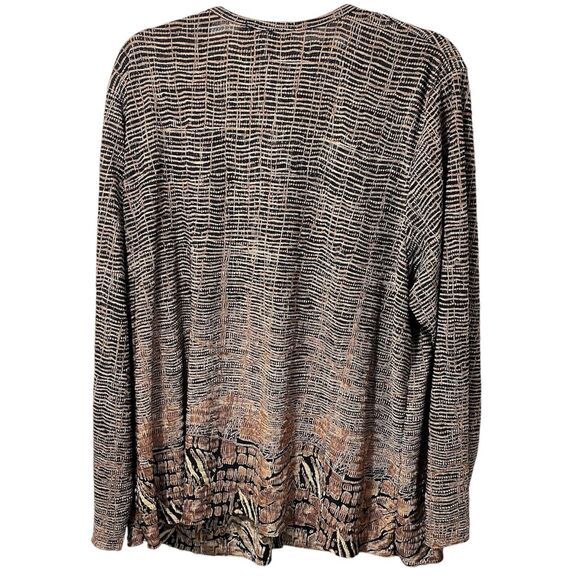 Pleat Pleat by Rafael Women's Long Sleeve Button Top Animal Print Plus Size 3X - Picture 3 of 7